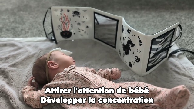 Livre D'Éveil Noir Et Blanc Bébé 0-12 Mois URMYWO - Livre Sensoriel Pliable Avec Miroir, Jouet Montessori Cadeau Naissance
