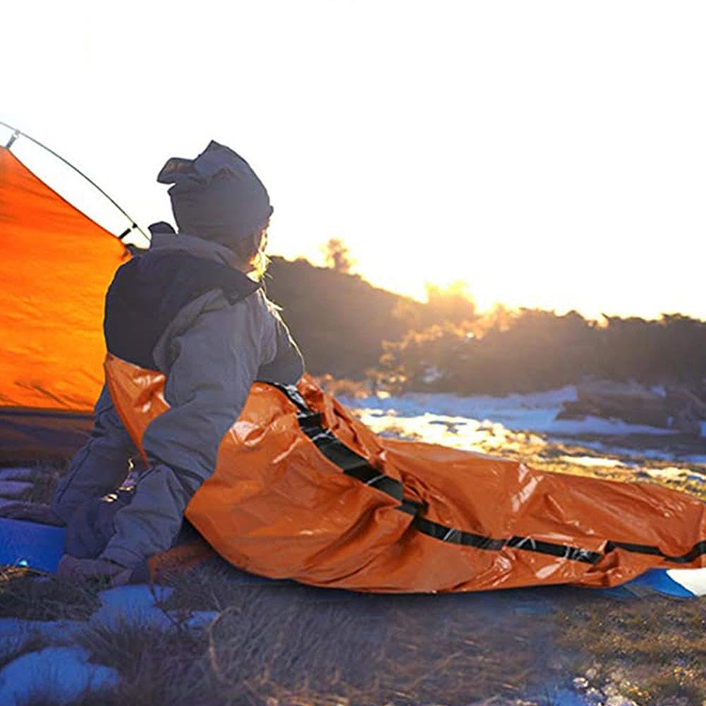 Überlebensschlafsack, Taschengröße, Notfallschlafsack, Notfall-Bivwaksack, Notfall-Rettungsdecke, wiederverwendbar für Outdoor-Camping, Wandern