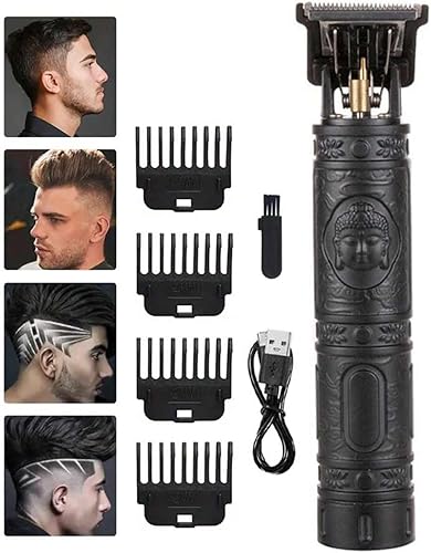 Cortadora de pelo eléctrica profesional para hombres, kit de corte de pelo y aseo impermeable, recortadora recargable con hoja en T, cortadora de