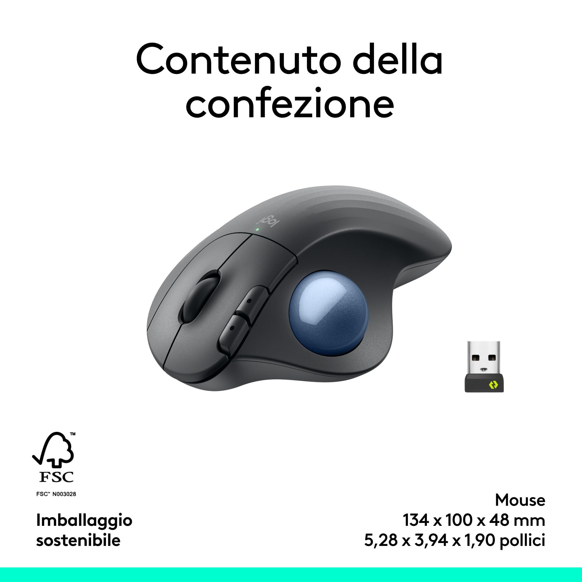 Logitech ERGO M575 Trackball wireless for Business - Controllo facile con il pollice, design ergonomico, Logi Bolt sicuro, Bluetooth, certificazione globale, Windows/Mac/Chrome/Linux - Graphite