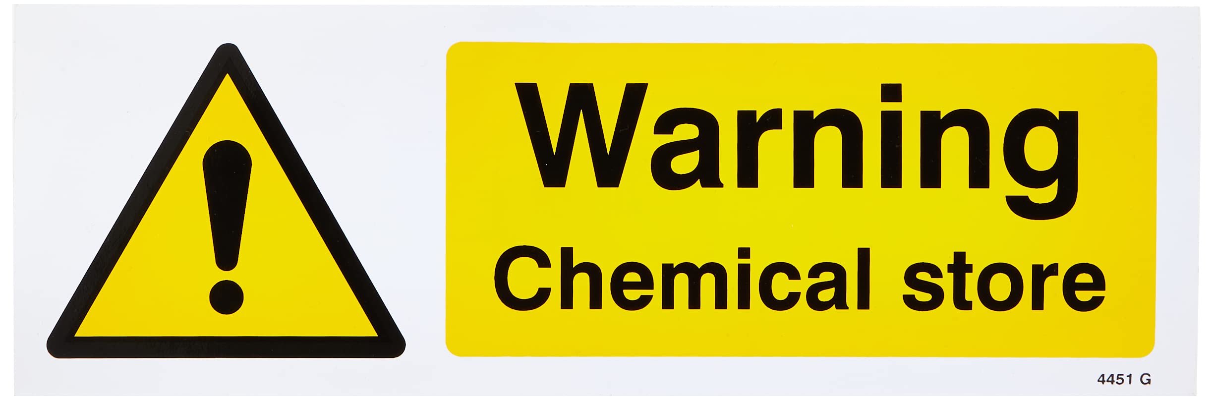 24451G Warning Chemical Store Sign, Self Adhesive Vinyl, 300 mm x 100 mm