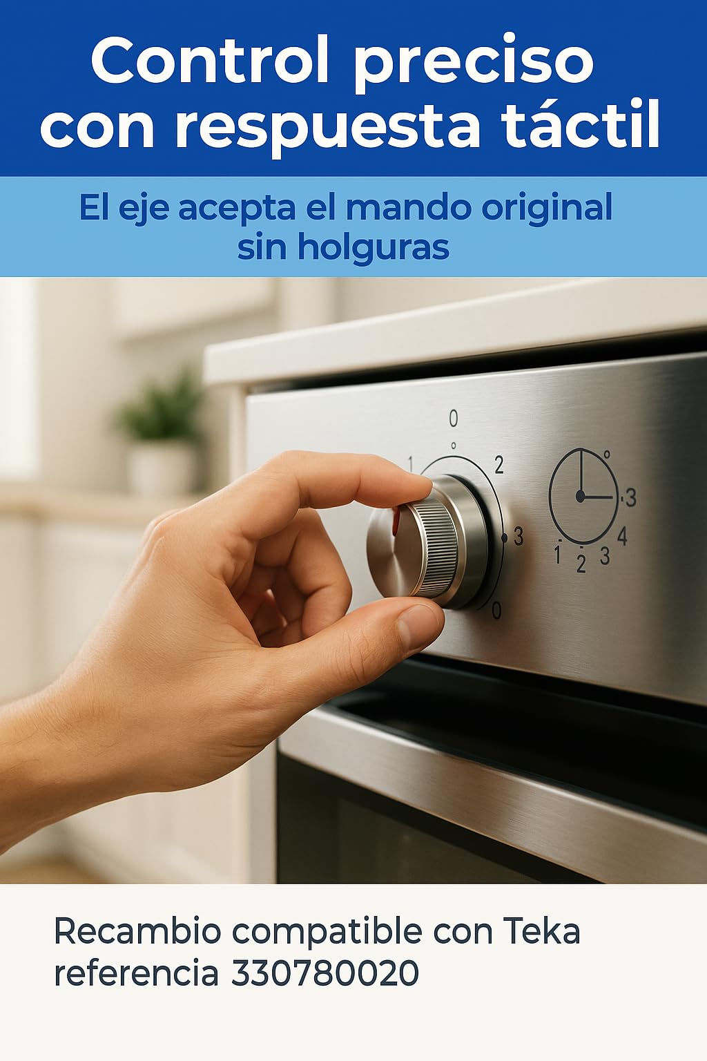 RECAMBIOS DREYMA selector horno 4 posiciones 330780020 Compatible con Teka HE450 HE490 HE500 HE510 HT490 HT495ME HE610 HT510 HE500ME HE510ME conmutador rotativo 44x29x22mm instalacion directo