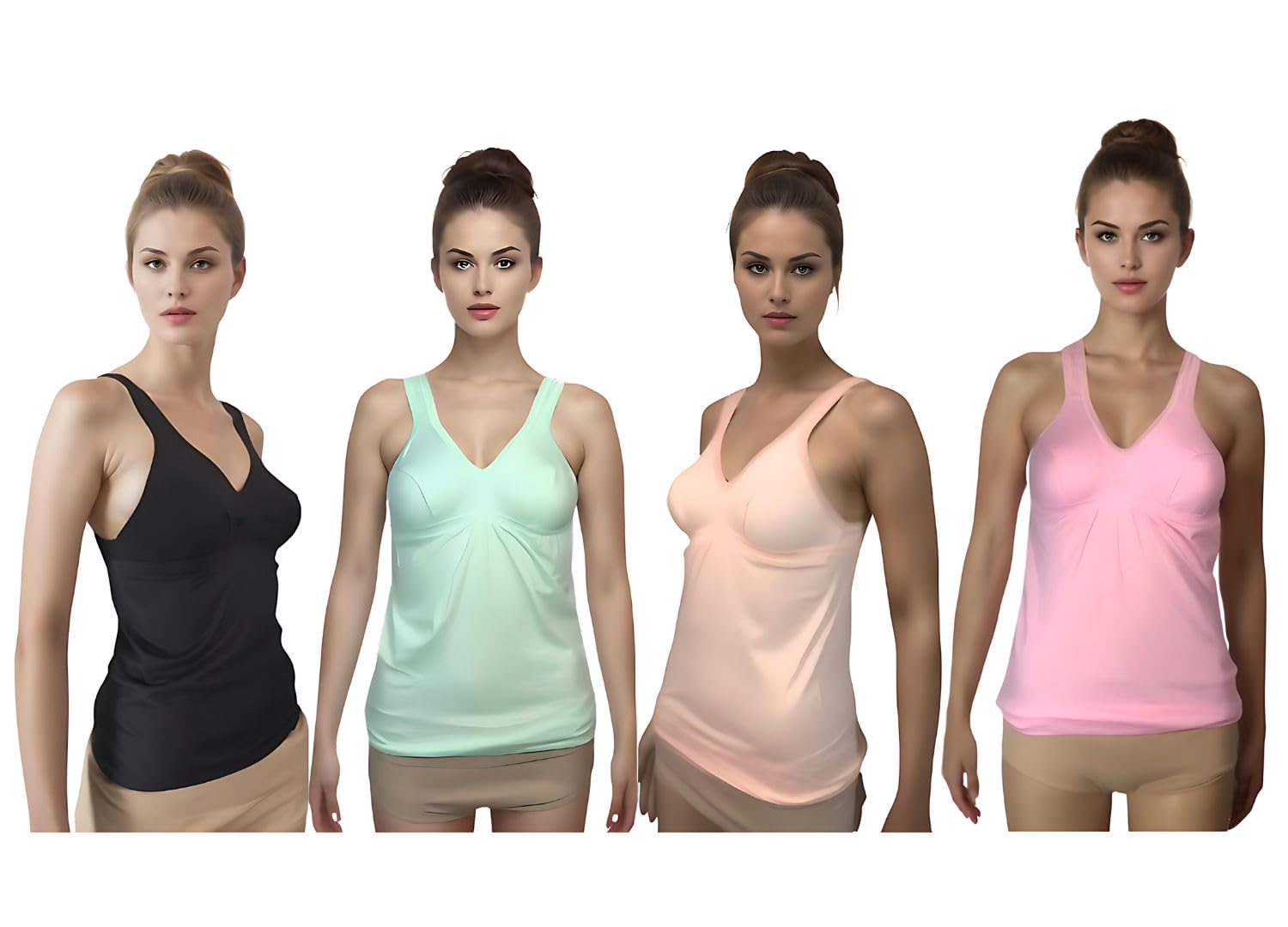 Women's Cotton Slips Camisole - Wide Strap, Ideal Everyday Wear Nightwear, Salwar & Churidar Petticoat, Combo Pack- Bodyshape Pack of 4 Multicolor-picture-18