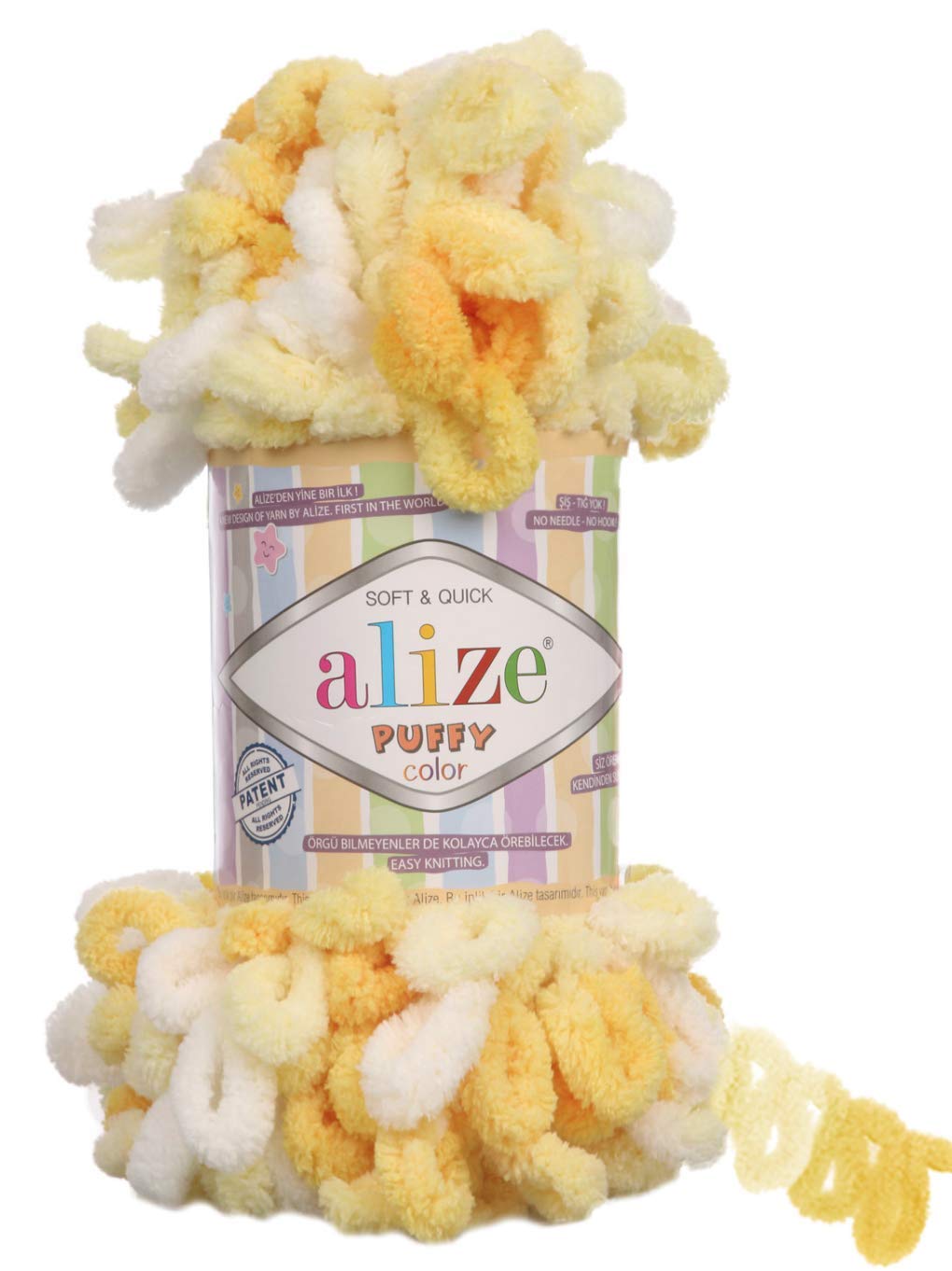 Alize Puffy Color Baby Blanket Yarn Lot of 4skn 400gr 39.3 yds 100% Micropolyester Soft Yarn Hand Knitting Yarn (5921) — image 1
