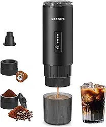 Máquina de café expresso portátil Leozora 20 bar, recarregável com USB-C de 7500 mAh, 3 em 1 para café moído e cápsulas Nespresso/DG, máquina de café de viagem de aço inoxidável para acampamento