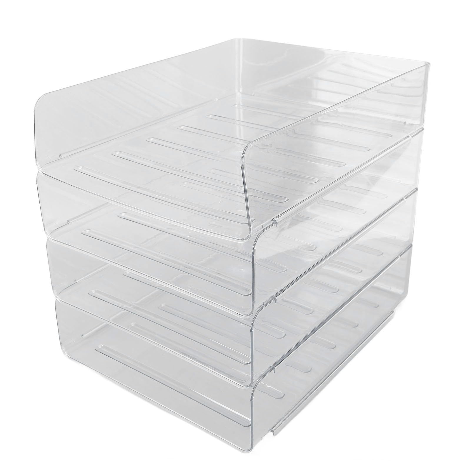Schreibtisch-Briefablage-Set, 4 Schichten, verdickt, transparent, multifunktional, stapelbar, A4-Papierablage, Organizer für Zuhause