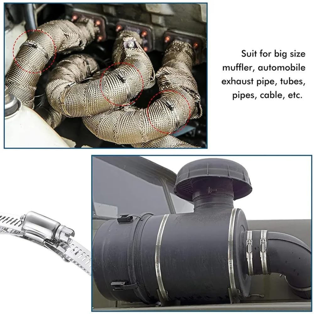 Fascetta stringitubo in acciaio inossidabile 304 da 10,5 m con 12 elementi di fissaggio Morsetto a vite senza fine regolabile Fascetta stringitubo for canalizzazione tubi a vite senza fine 34,4 piedi,