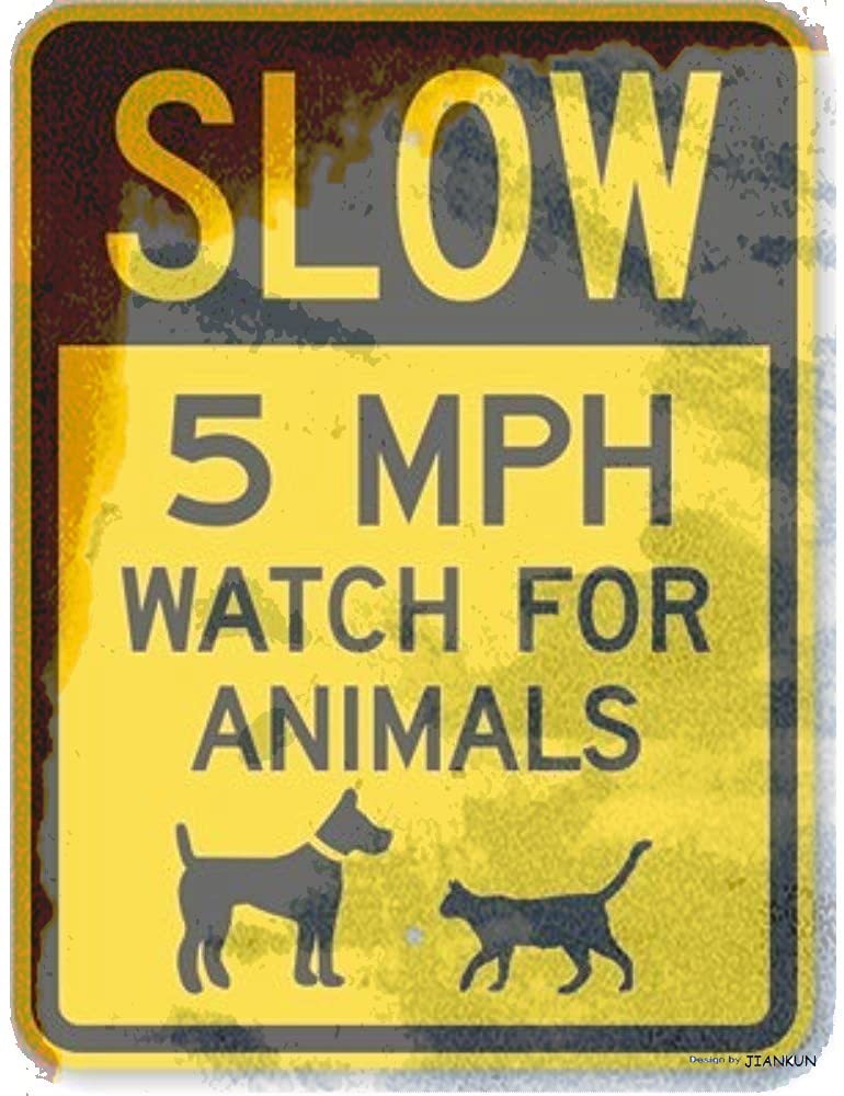 Road Slow 5 Mph Watch for Animals with Graphic Engineer Grade Aluminum Street 8x12 Inch Wall Plaque Retro Signs Yard