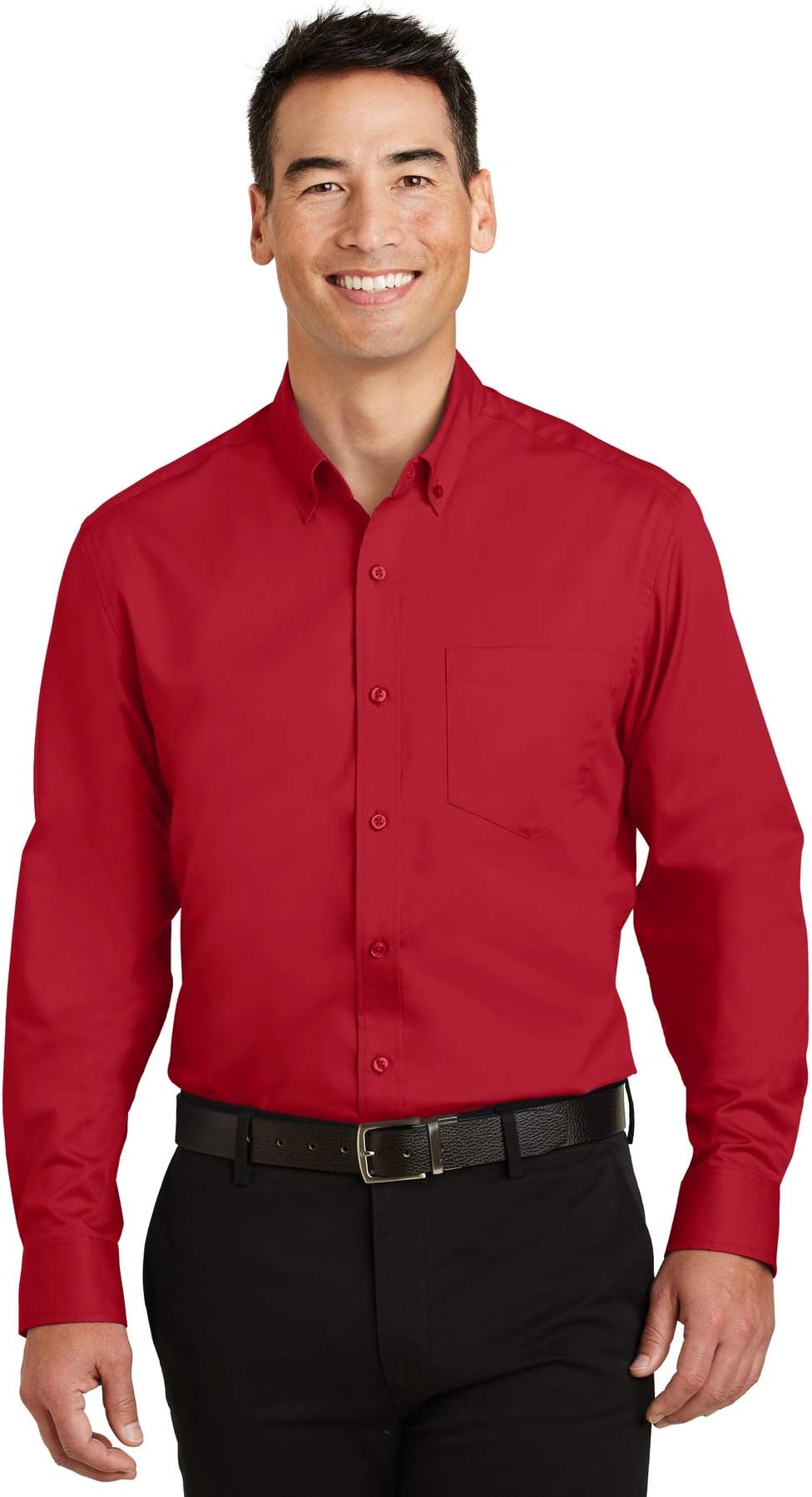 Port AuthoritySuperPro Twill Shirt. S663 Rich Red