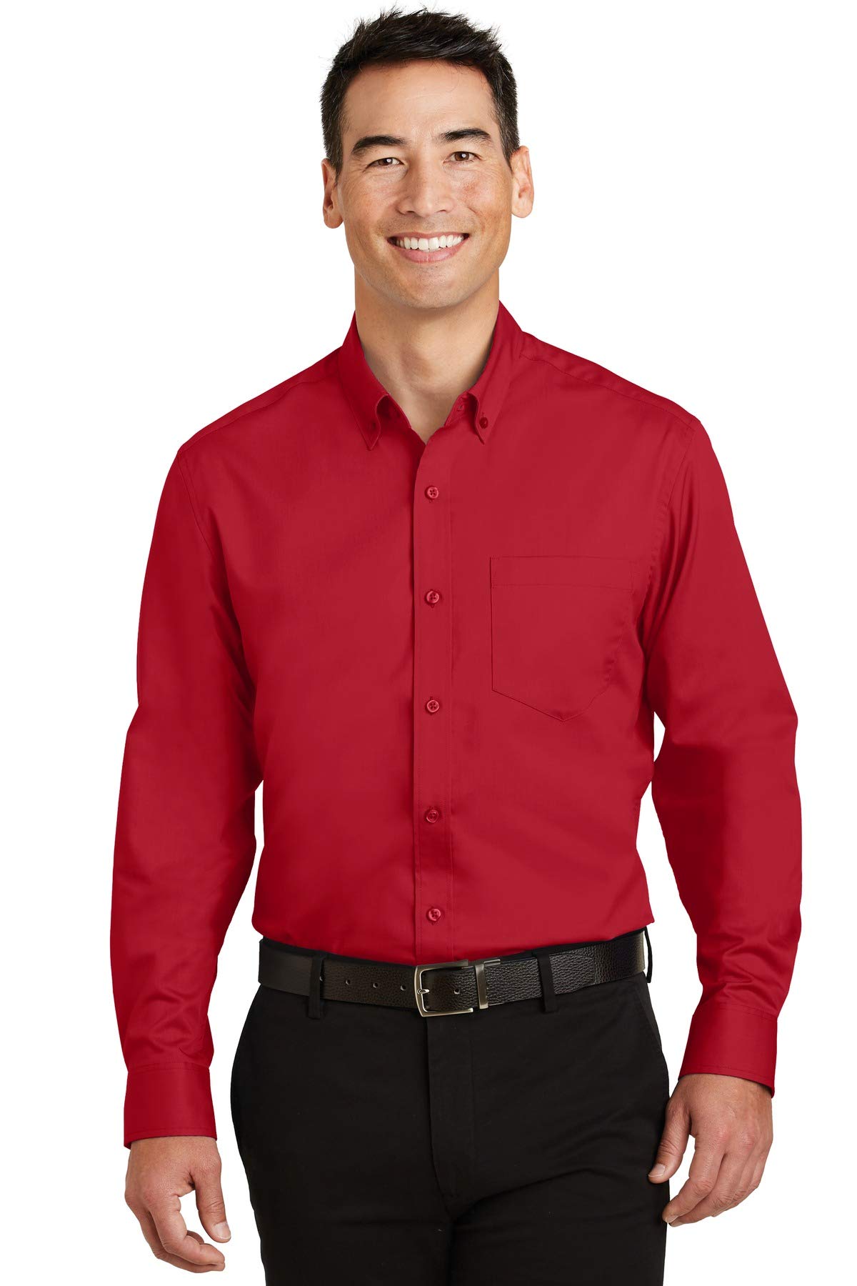 Port AuthoritySuperPro Twill Shirt. S663 Rich Red