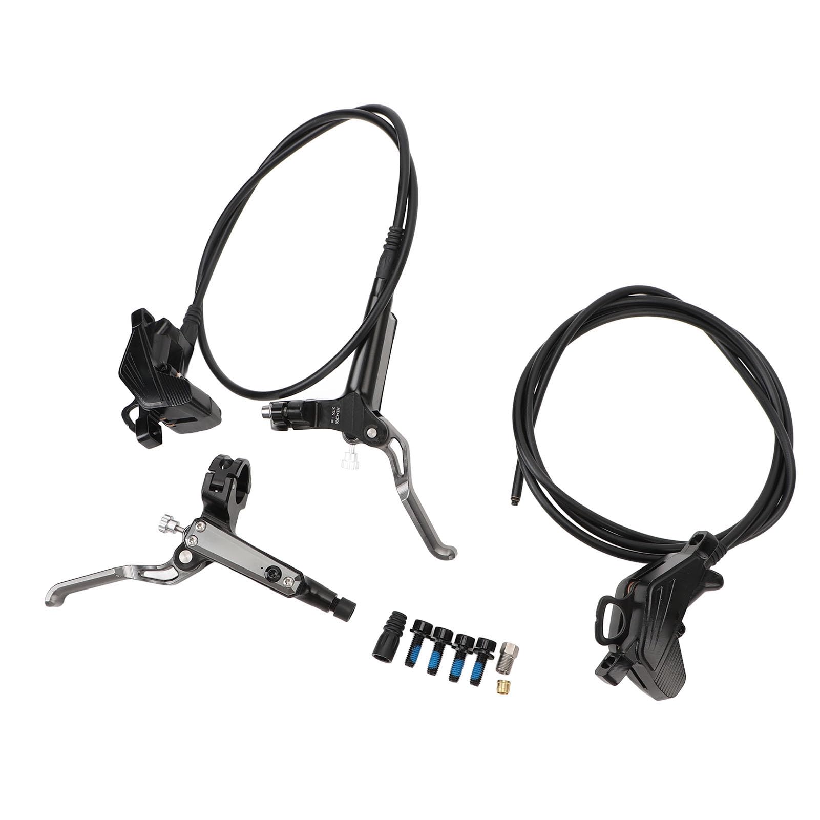 Hydraulic Disc Brake Set, Four Piston Hydraulic Disc Brake, Quick Response, Efficient Braking for Mountain (Black)