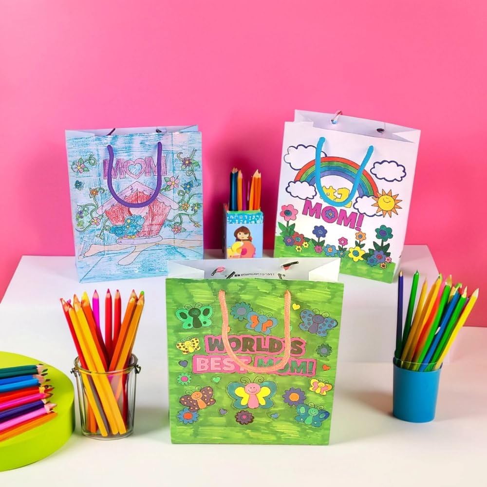 Color Your Own Mom Paper Gift Bags - Crafts for Kids and Fun Home Activities