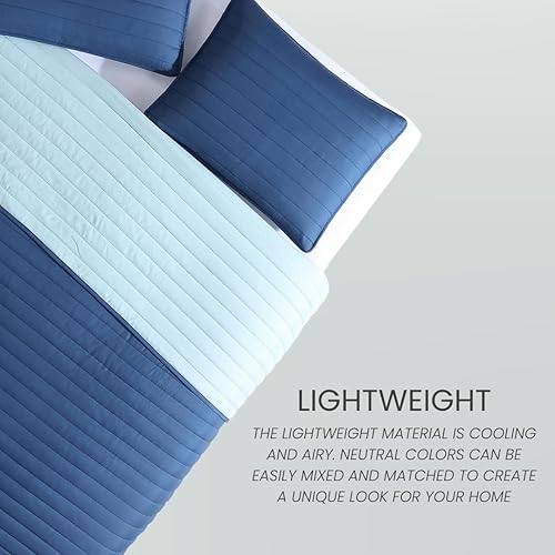 Miniatura 7 de 1888 Mills Juego de edredón de microfibra, tamaño individual, blanco, ropa de cama suave y ligera, colcha reversible (66 x 86 pulgadas) con 2 fundas