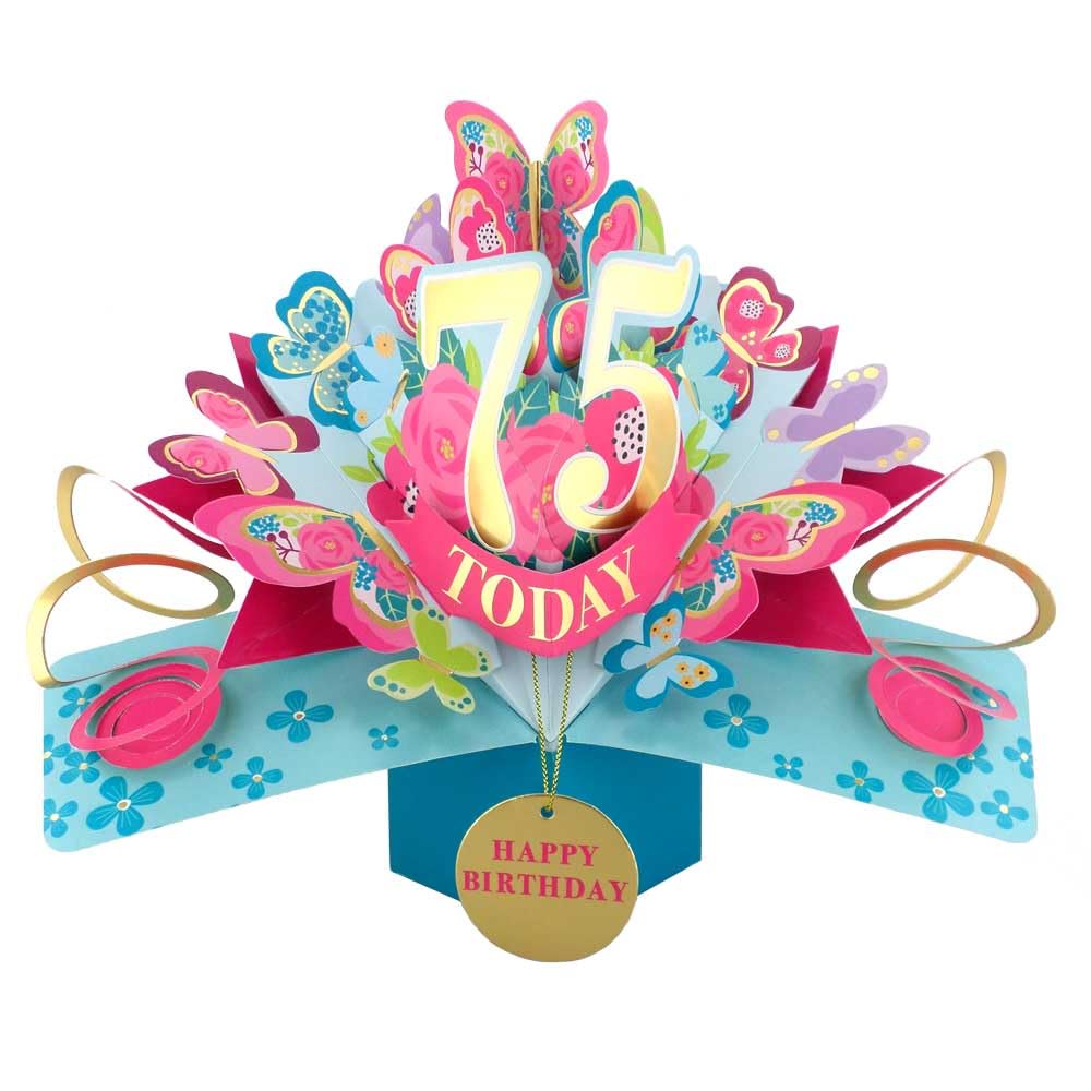 75 Today Happy 75th Birthday Pop-Up Greeting Card Love Kate's Pop Up Cards Her Design POP236MC75