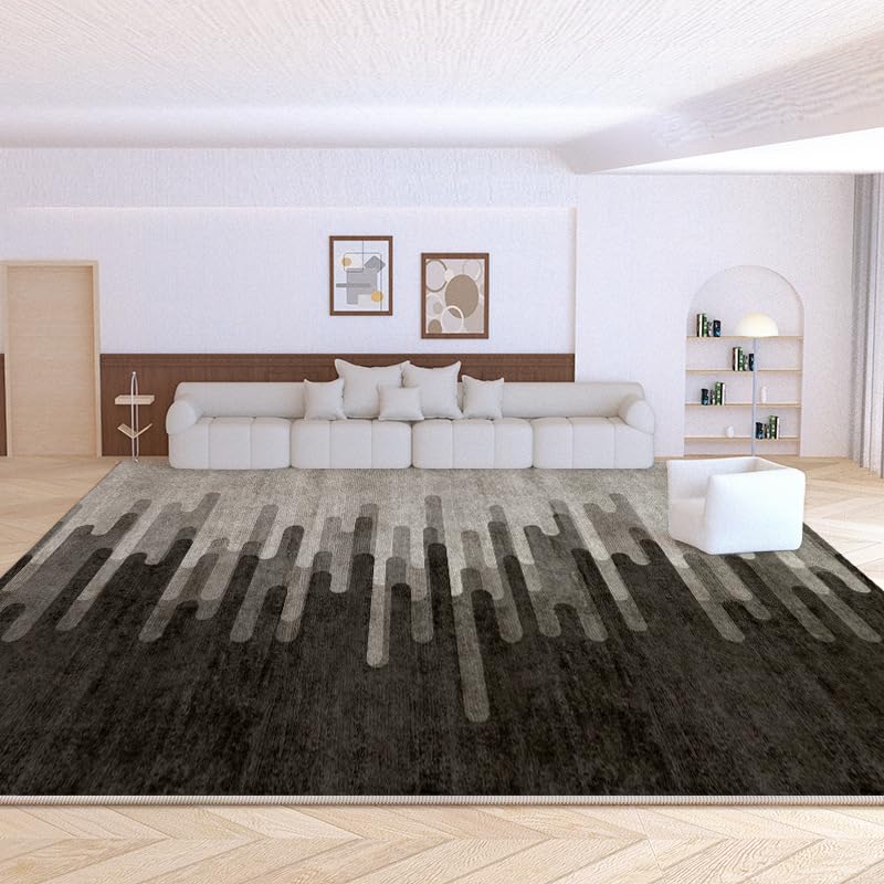 Pmnadfdag Alfombra Salón 160 x 280 cm Grandes Suave Pelo Corto,Lavable y Antideslizante,para Dormitorio,Oficina,Comedor Style d'Encre Abstrait Gris