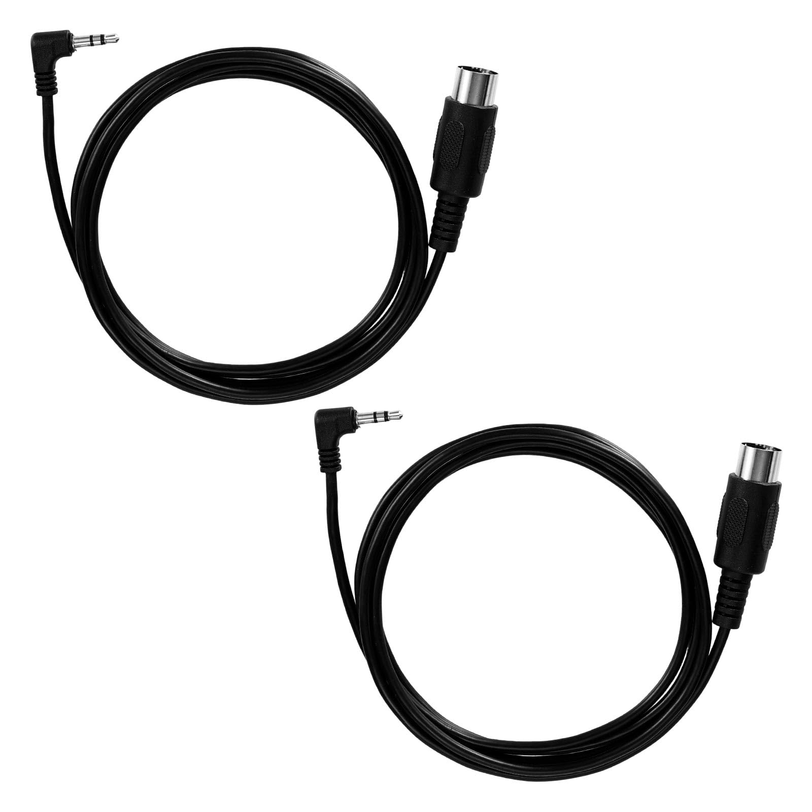 2szt Kabla MIDI Typu A z Wtykiem TRS 3,5mm i 5-Pinowym Męskim DIN, 30cm Długości Kabel TRS Wielokierunkowy z 5-Pinowym Wtykiem MIDI do Klawiatur Syntezatorów i Systemów DAW (Czarny)