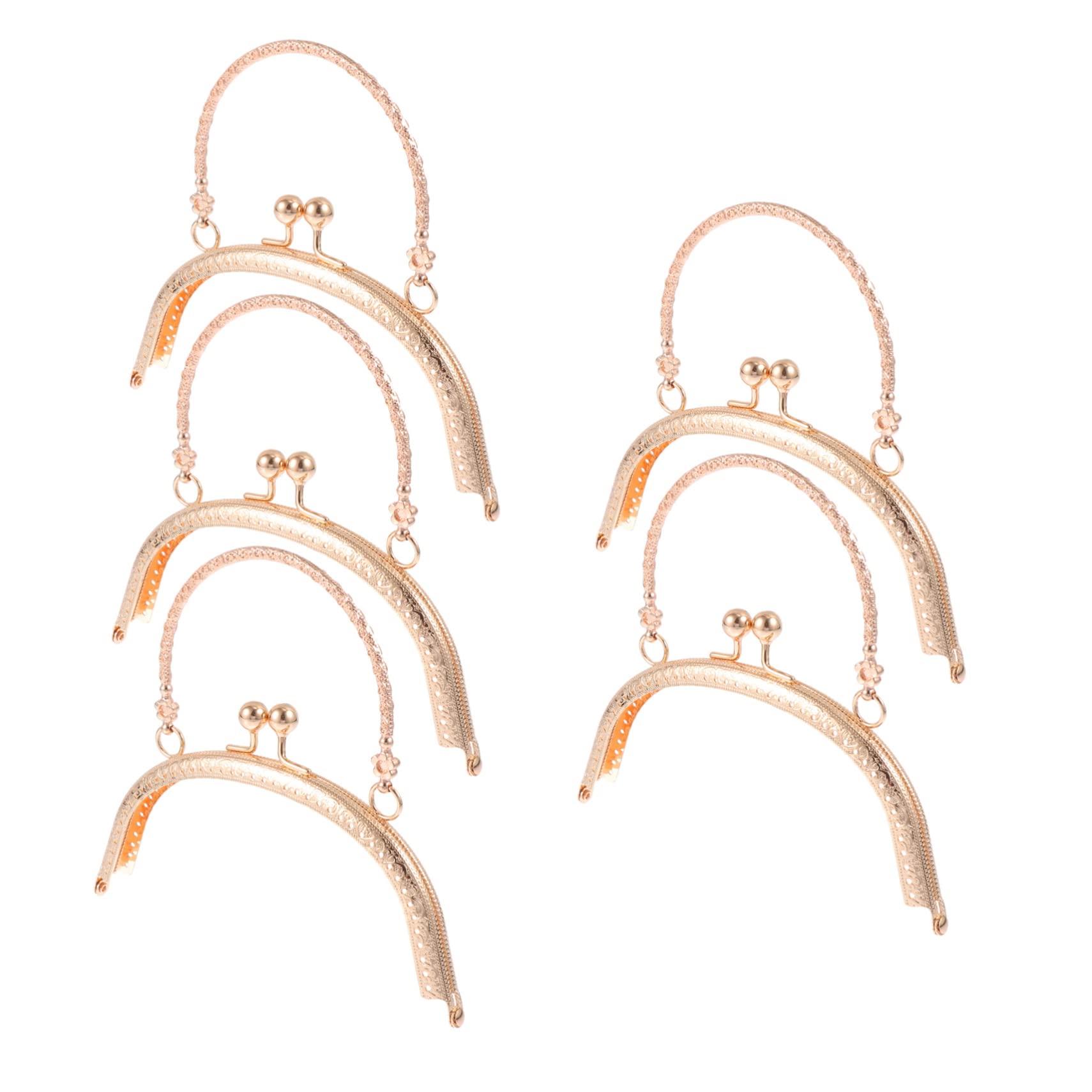 5 Cierres Metálicos Dorados para Monederos, Asas Curvas Vintage de Hierro, Relieve Decorativo, Repuesto para Bolsos DIY y Costura