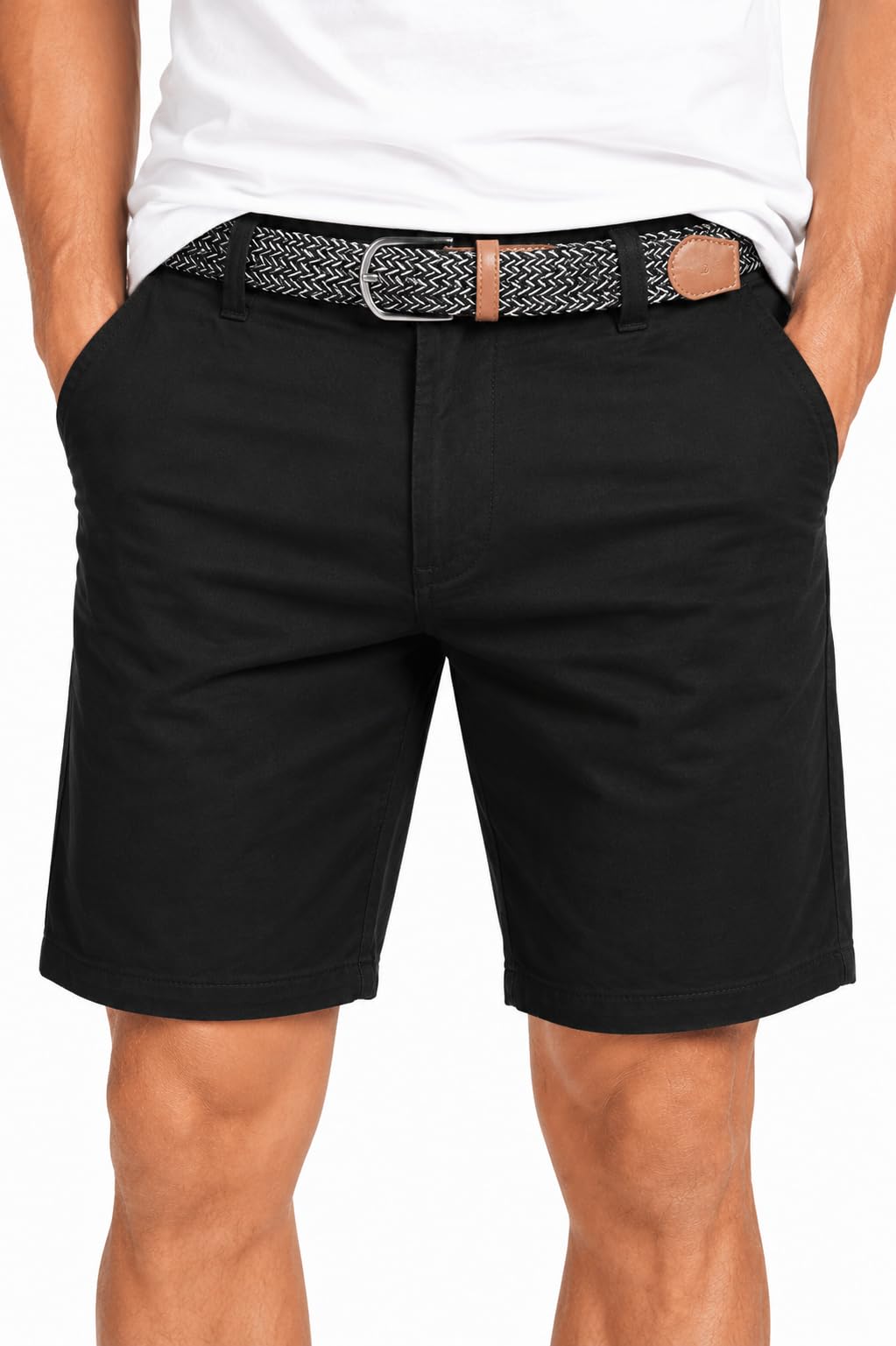 Xact Men's Twill - Black Premium Chino Chino Shorts (Black) 36