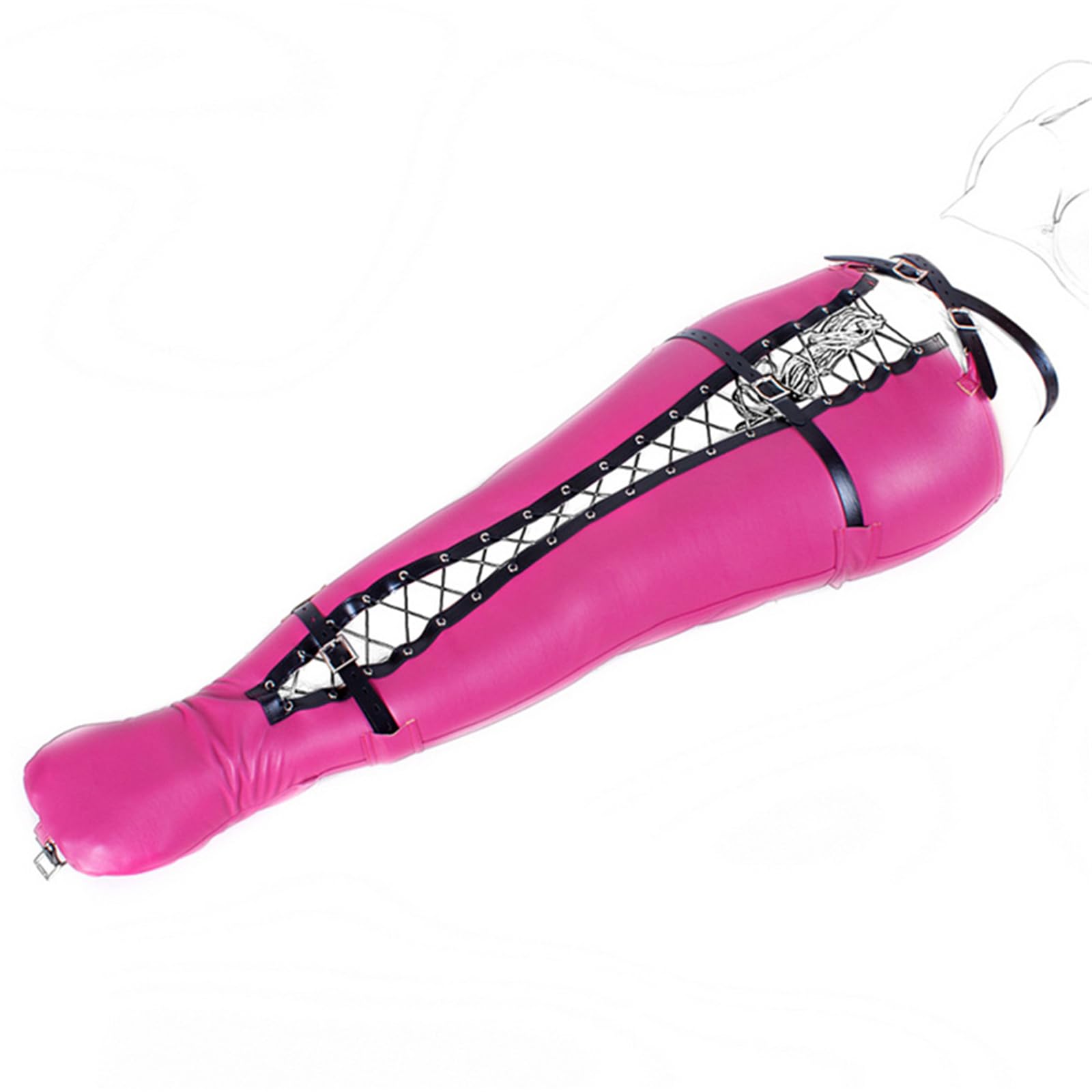 Weich Leder Beinbinder Bondage Sex Fuß Fesseln Damen Tight Zwangsjacke Bein Bondage Harness mit Verstellbarem Gurt Restraint System Rollenspiele Slave Fetisch Bett Zubehör,Rosa,M