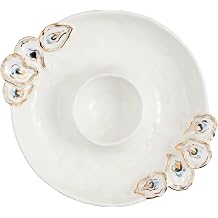 Mud Pie Oyster Chip And Dip Bowl Set; 2" x 10 1/2" dia
