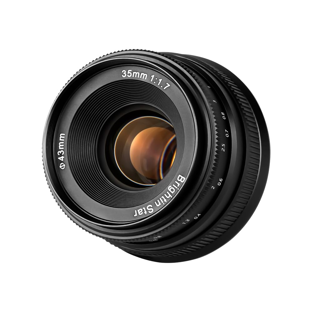 Brightin Star 35mm F1.7 Lens for Canon EOS-M Mount Mirrorless Cameras, APS-C Manual Focus Large Aperture Prime Humanistic Lens Fit for M6, M50, M5, M3