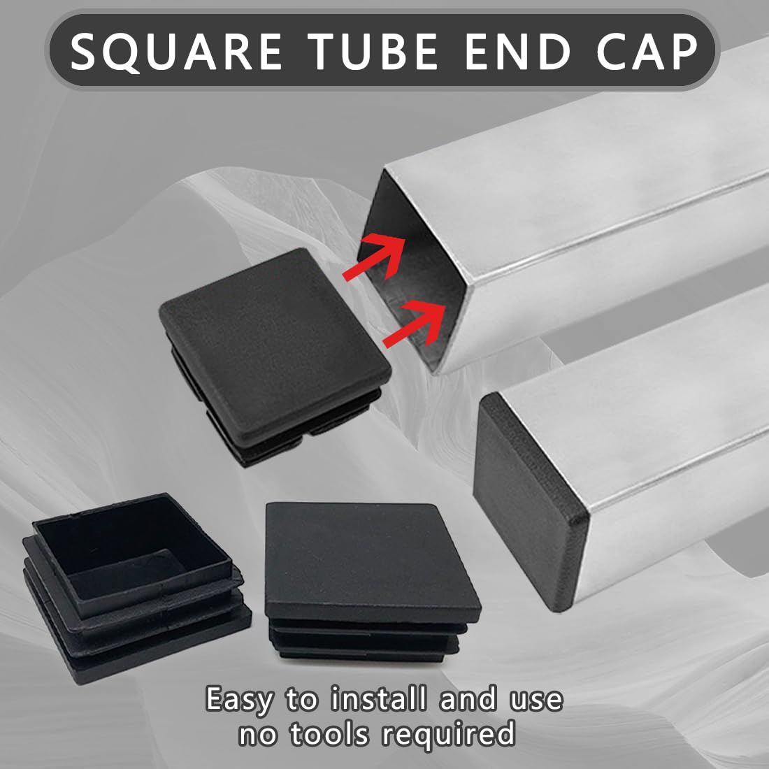 EIYVPRA 21 Pcs 40x40mm Square Tube End Caps, Square PE Plastic Caps, Pipe Caps for Stainless Steel Pipes Black Square Caps - Image 3
