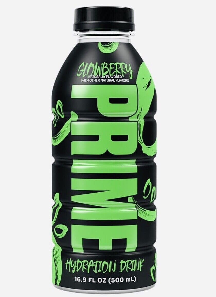 Prime Drink Sports Beverage "Glowberry," Naturally Flavored, Caffeine Free, 16.9 Fl Oz Bottle