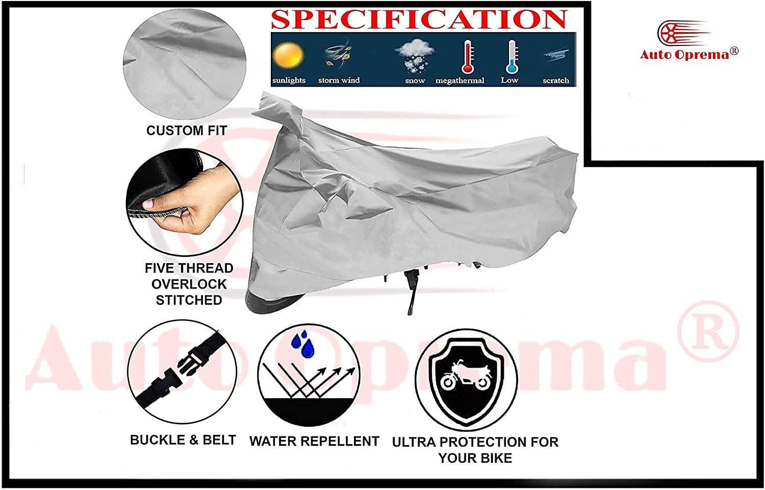 Auto Oprema Dust Proof Water Resistant Double Mirror Pocket Bike Body Cover for Super Splendor (Silver) 4
