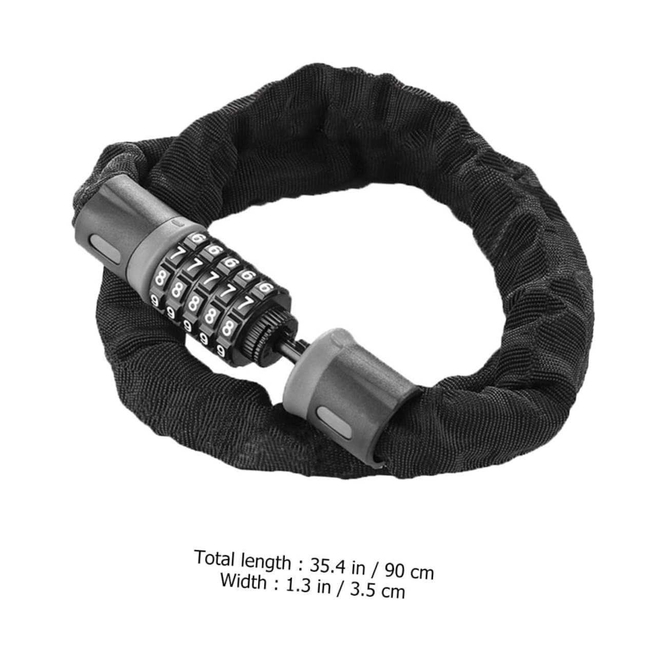 KICHOUSE 5- Resettable Combination Chain Lock Strong Hotel Security Chain Bike Lock for Door Accessory