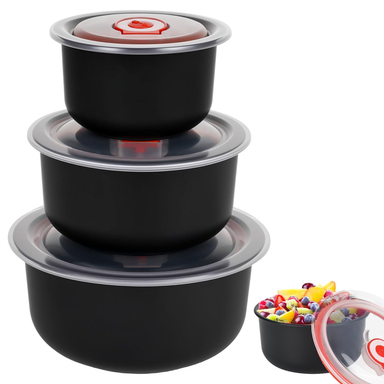 YYTECH 3 Pack Microwavable Food Containers with Steam Vent Lids, Microwave Containers 300/500/900 Ml, Microwave Bowl With Lid, Microwave Cookware for Warming Dishwasher, Microwave(Black)