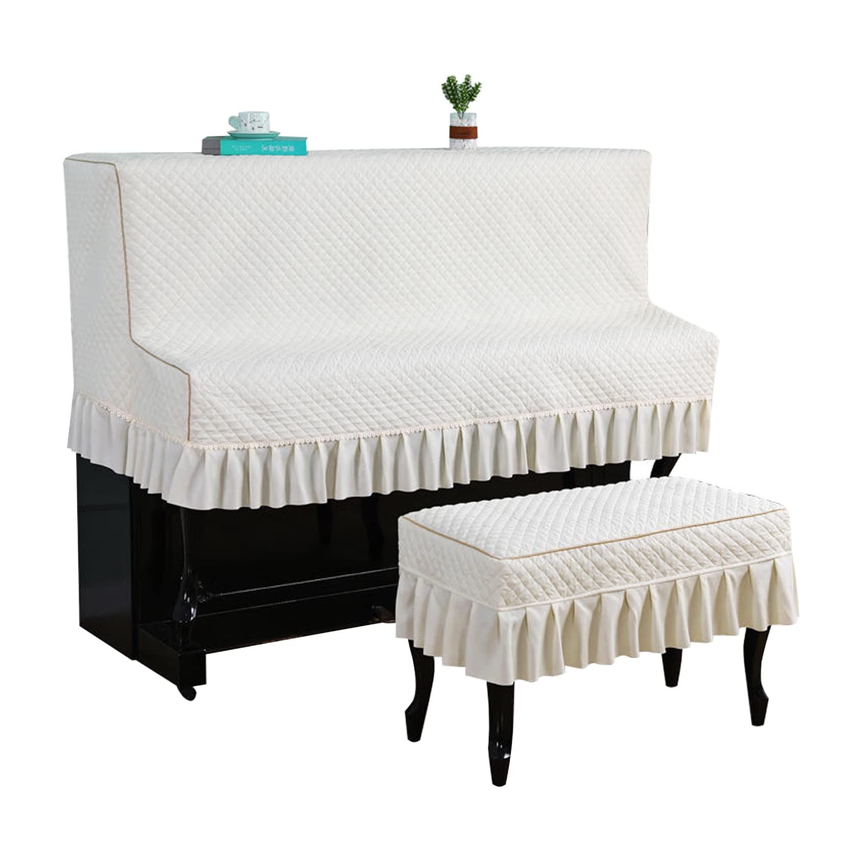 ESOYAWE Upright Half Piano Cover Minimalism Light & Luxury Piano Dustproofing Cover Soft and Premium High-Grade Fabric Upright Piano Cover Protector