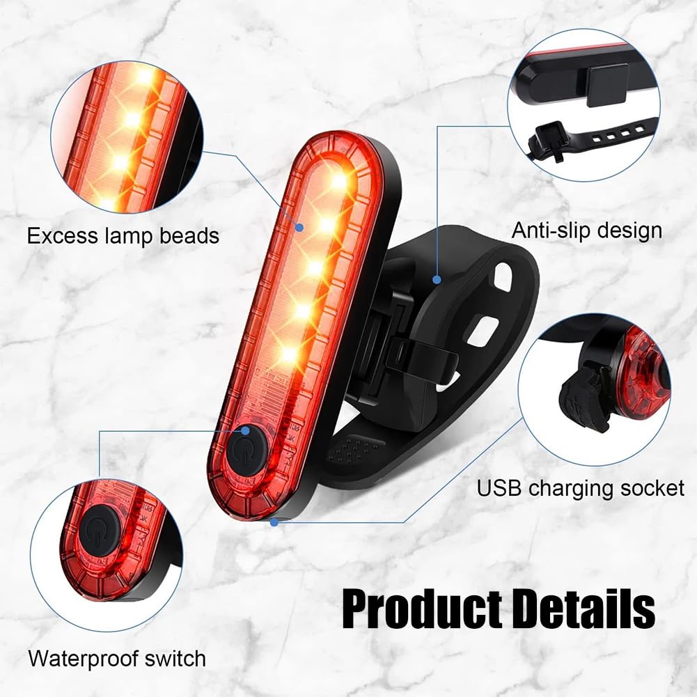 Faro Posteriore Sinistro Kit Luci LED Per Casco Da Bici - Anteriore E Posteriore Ricaricabili Via USB, Impermeabili, Colore Nero Luci Per Casco - Foto 6