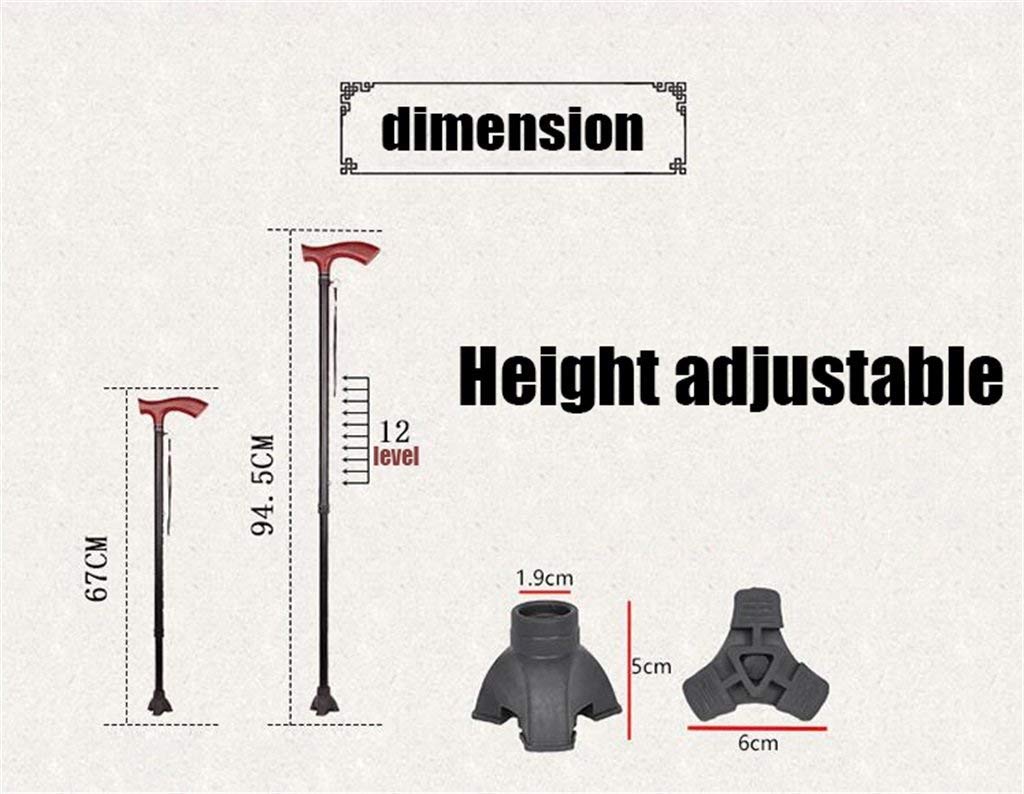 Soporte para bastón Muleta para bastón para anciano Anciano Telescópico Estable Antideslizante Ligero Altura ajustable con mango de madera Bastones para caminar marrón para hombres o mujeres,muletas