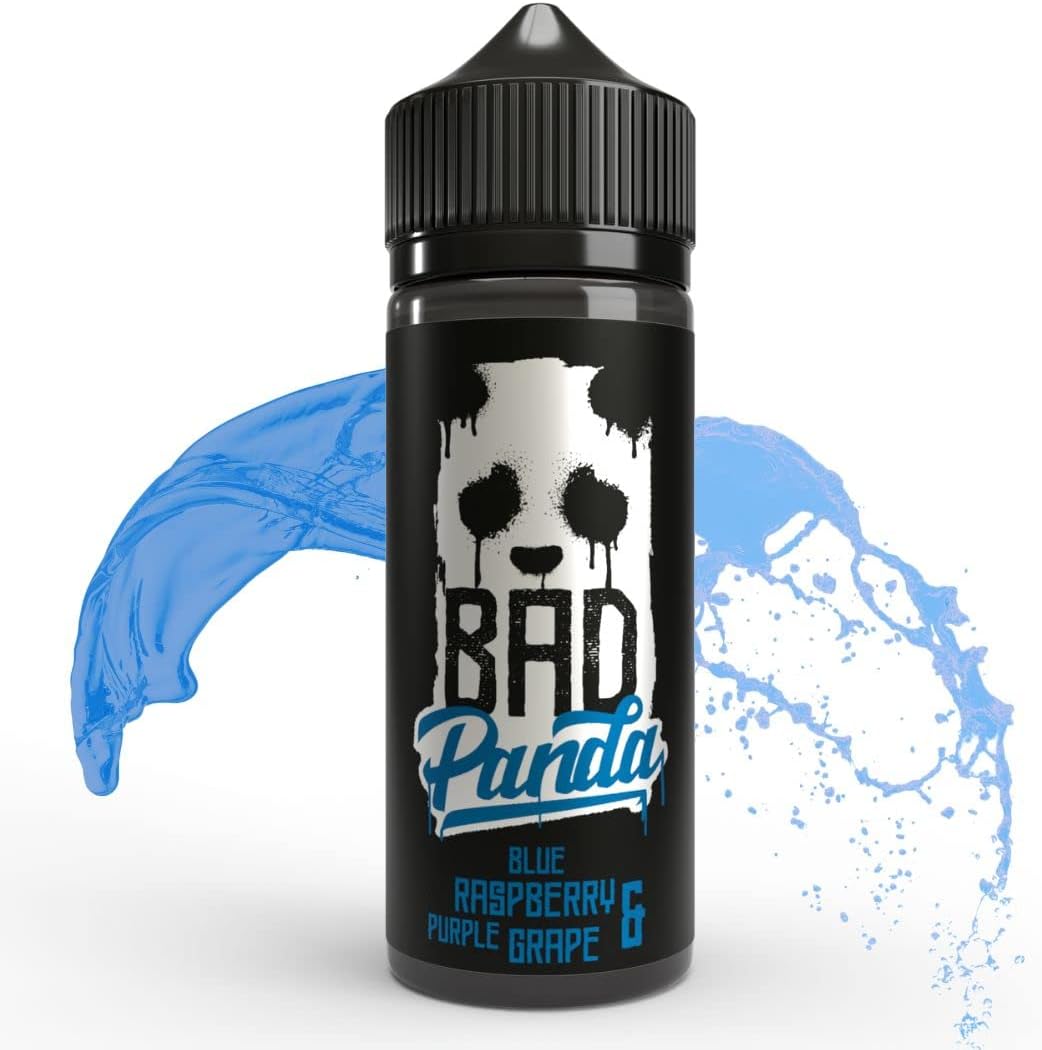 Blue Raspberry & Purple Grape 100ml Vape Liquid - 70VG/30PG Vape Juice | 0mg with No Nicotine | Premium Flavoured Juice | 120ml Bottle Shortfilled with 100ml e-liqud | by Bad Panda