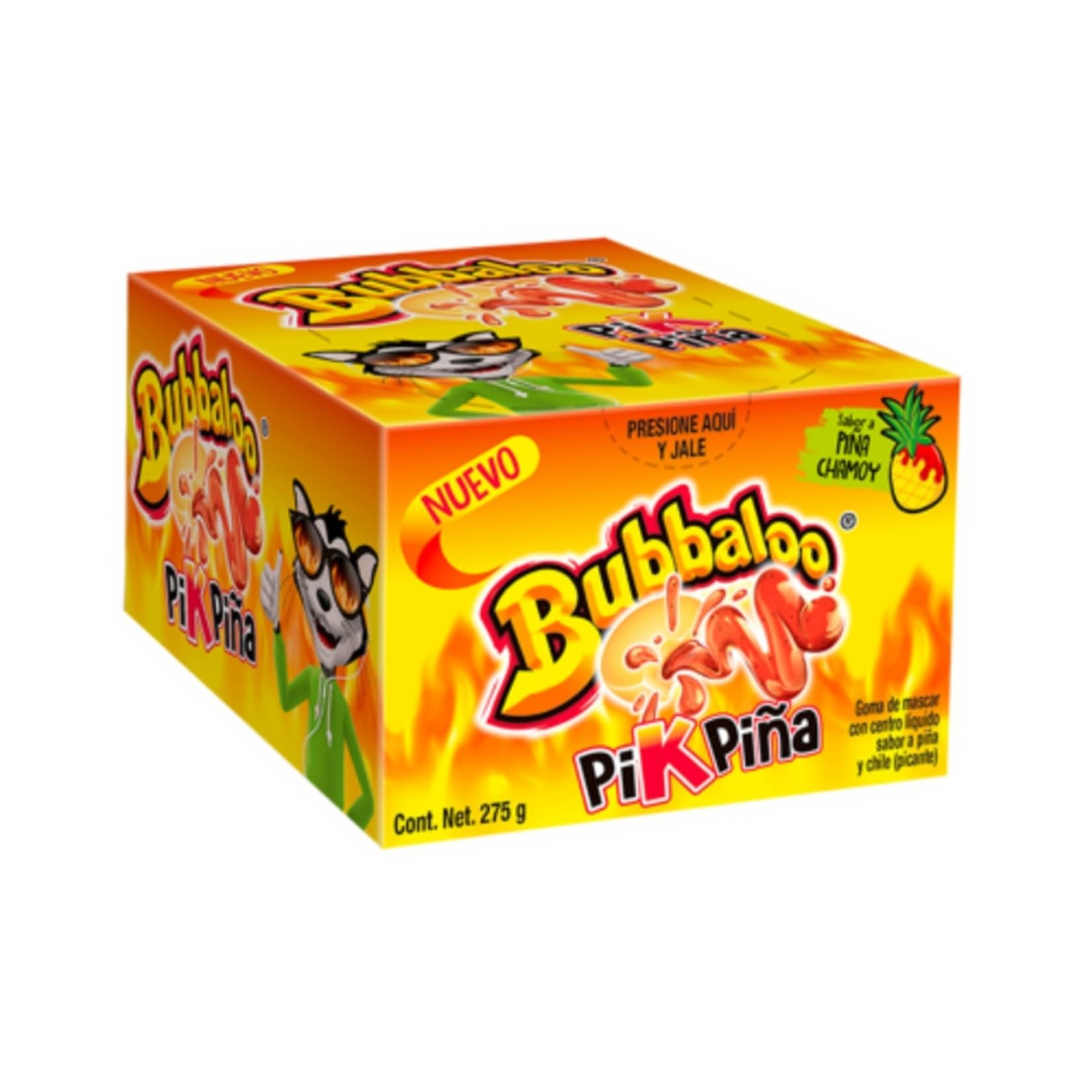 BubbaIoo Bubbaloo Pik-Piña Pineapple Chamoy Mexican Chewing Bubble Gum Chicle Adam's (47-Pieces Pack)