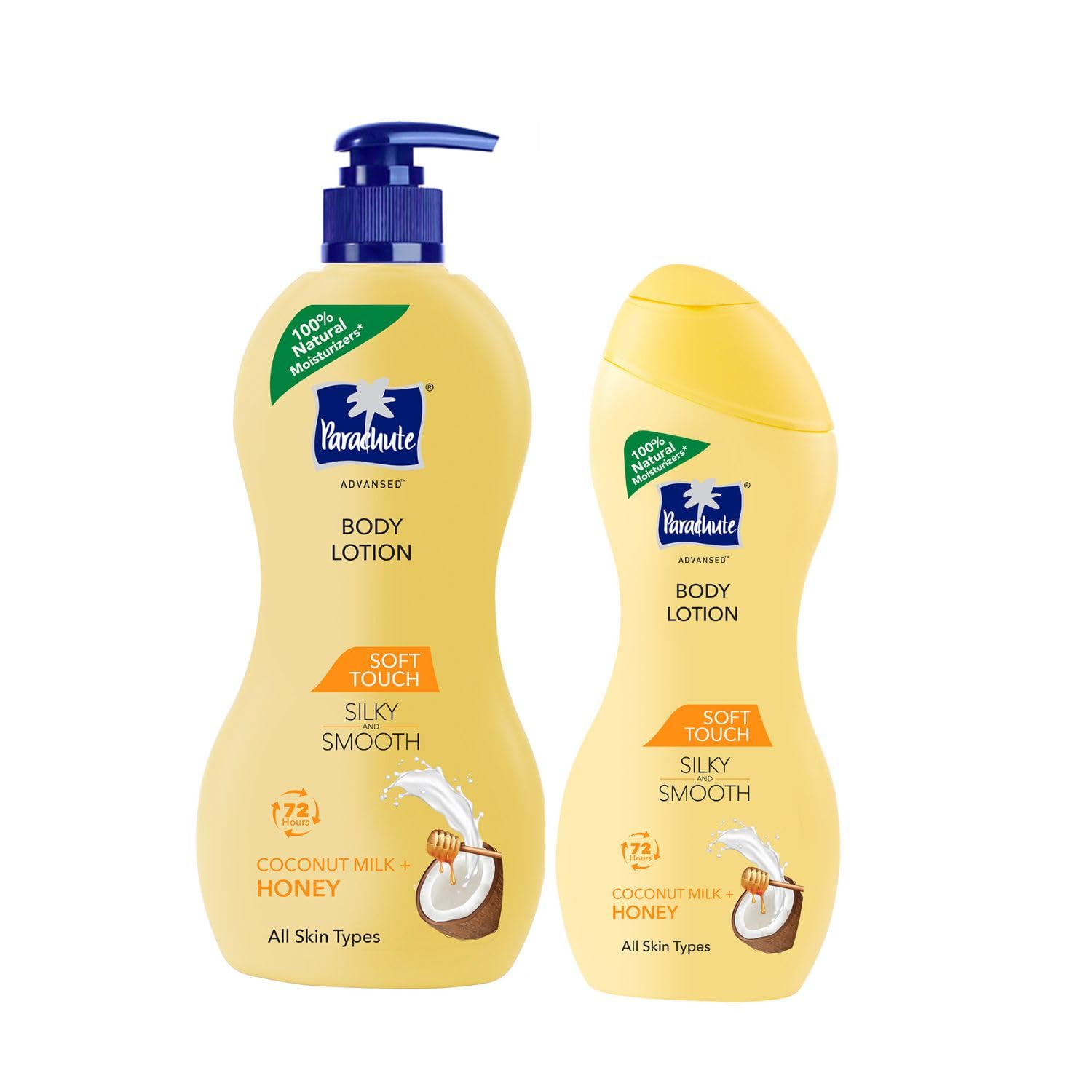 Parachute Advansed Soft Touch Body Lotion for Women & Men, All Skin types, 400ml + 250ml | Pure Coconut Milk & Honey, 100% Natural, 72h Moisturisation