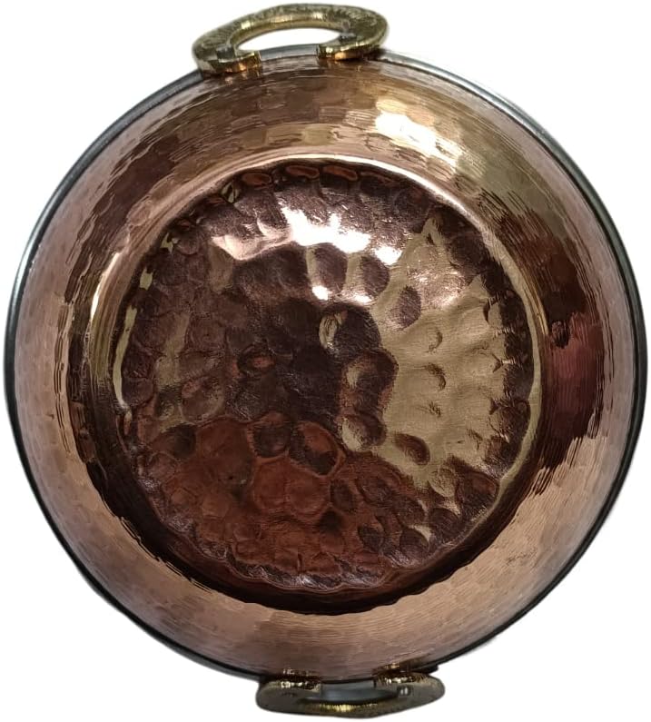 Bona fide Pure Copper, Stainless Steel Bowls with Solid Brass Handle Serve ware Indian Food, small Diameter- 7 Inches small and 8 inches 800 ml and 500 ml copper bowl set(16 cm and 20 cm)