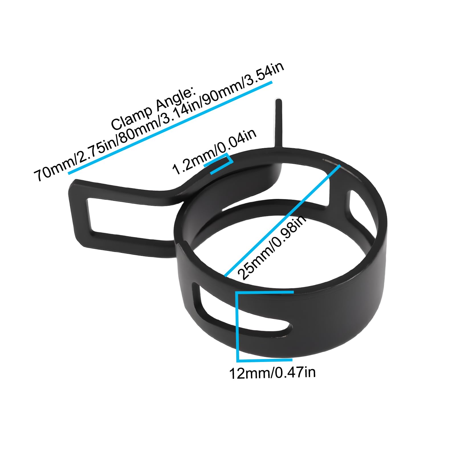 10 Stücke 25mm Schlauchschelle Federband für Schlauch 25x12x1,2mm Schwarz