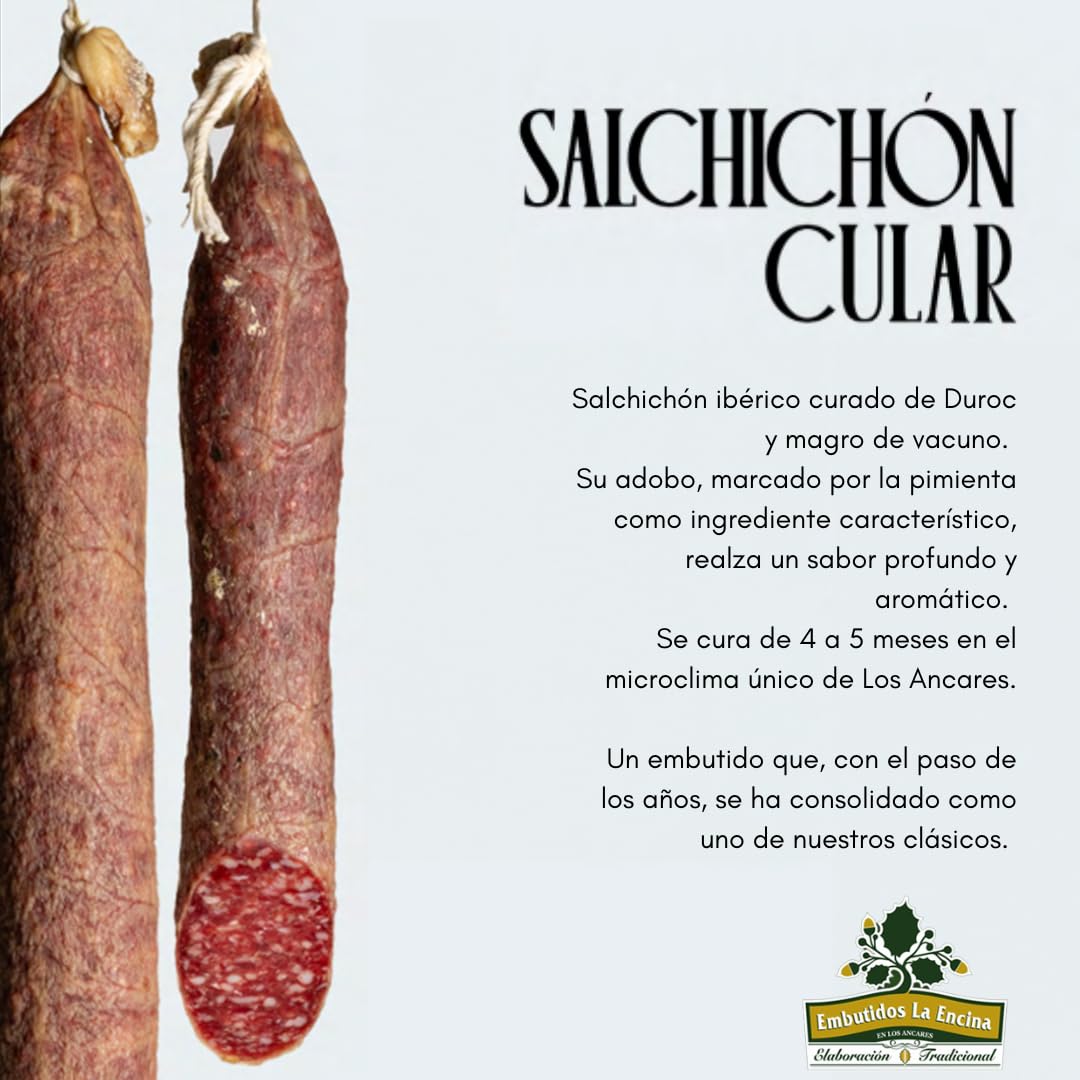 La Encina | Salchichón Ibérico de Bellota del Bierzo | Pack 500 gr (5 x100gr) | Ibérico - Ibérico de Bellota - Embutido Iberico - Sin Gluten - Sin Lactosa