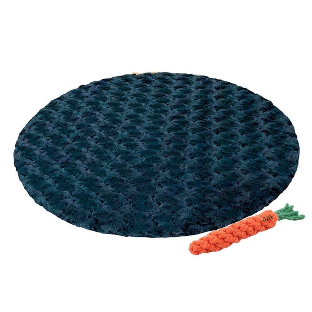 FANSU Soft Dog Bed Mat Cats Beds Pad, Warm Self Heating Pet Pad Gradient Colour Plush Blanket for Puppy Kitten Washable Reversible for Indoor Outdoor Car (M 50x50x3cm,Z-navy blue)
