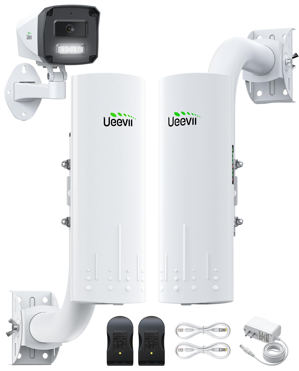 UeeVii Wireless Bridge with Camera: Long Range Point to Point Security System CPE450 + 3MP IP Camera Kit, Easy Setup for Homeowner and Business Owner for Barn Farm Ranch Warehouse Factory Security