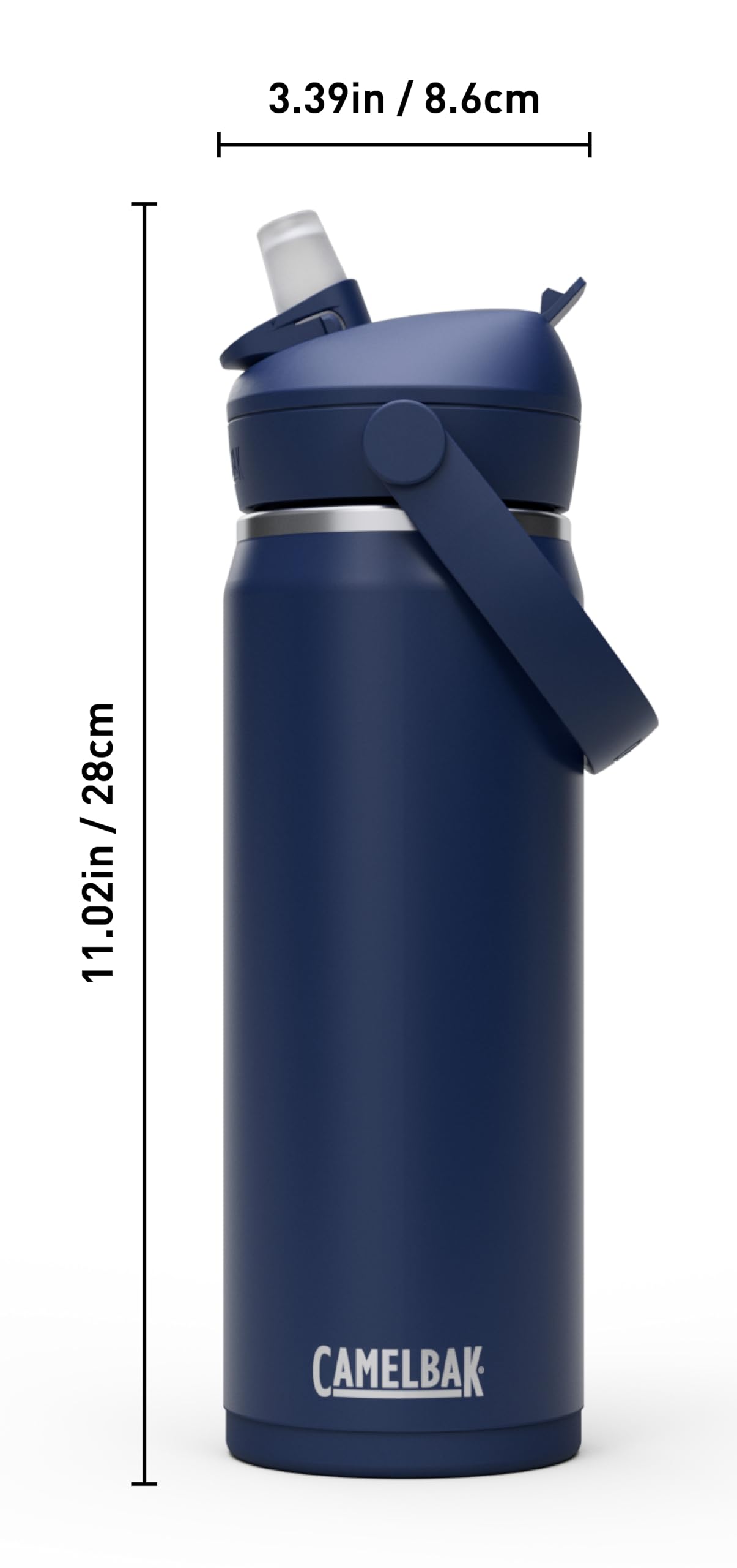Camelbak Thrive Flip Straw VSS 20oz Botella Acero Inoxidable Aislada, Compacta y Portátil, Mantiene Bebidas Heladas, Fácil de Llevar y Usar, Color: Navy, Talla: 600 ml