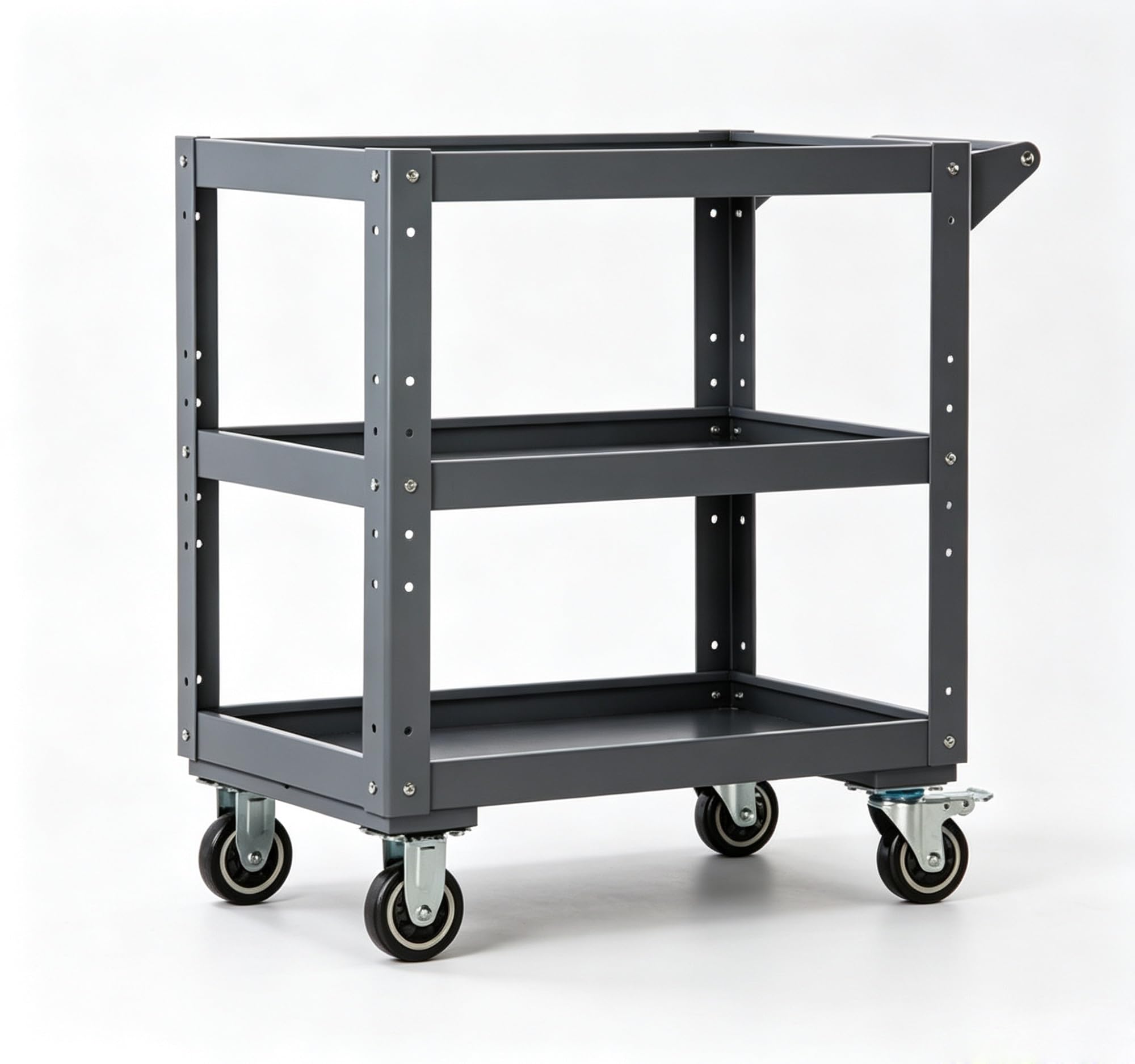 Adjustable Metal Rolling Tool Cart, Heavy Duty Workshop Garage Storage Trolley, Mobile Mechanic Service Organizer