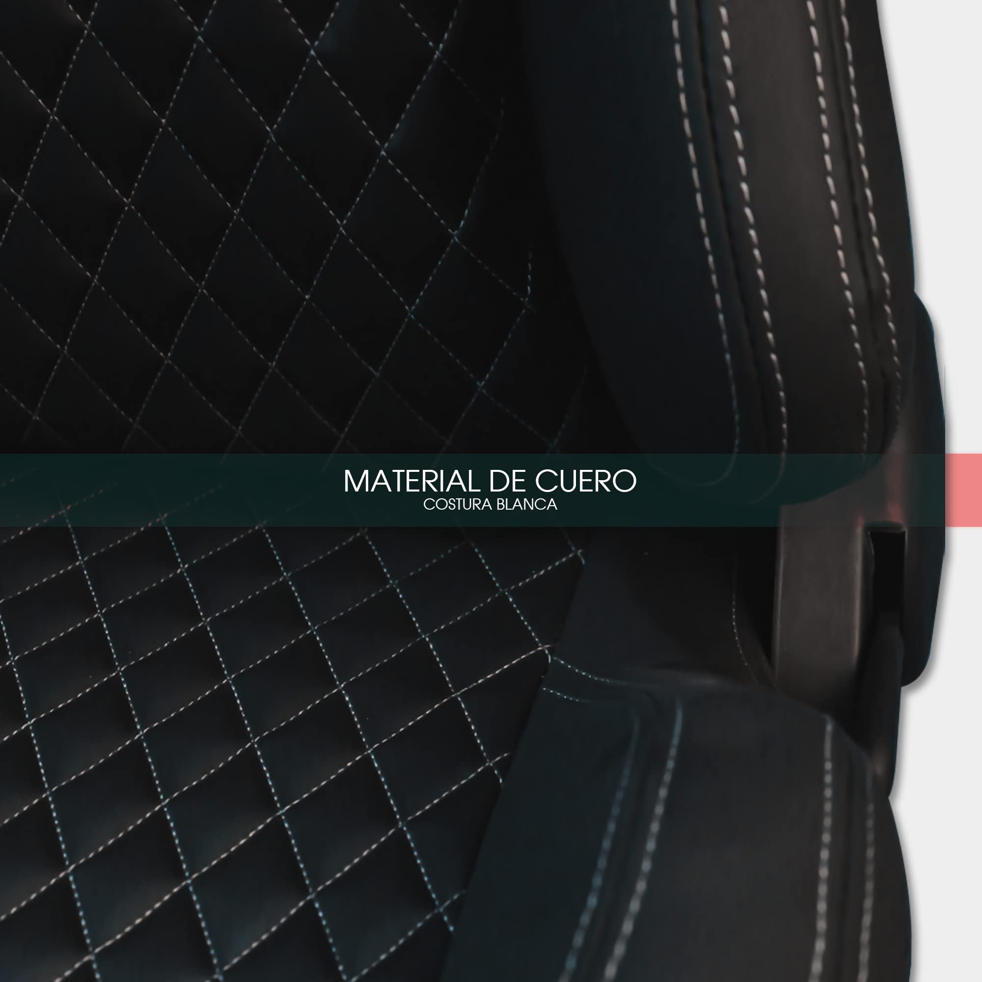 M MODAUTO Asiento Deportivo Coche,Semibaquet Deportivo Ajustable,Adaptable para Coches,Ríeles Incluidos,para Coche y Simulador de Conducción,Modelo M-N590L,Negro y Costura Blanca Logo