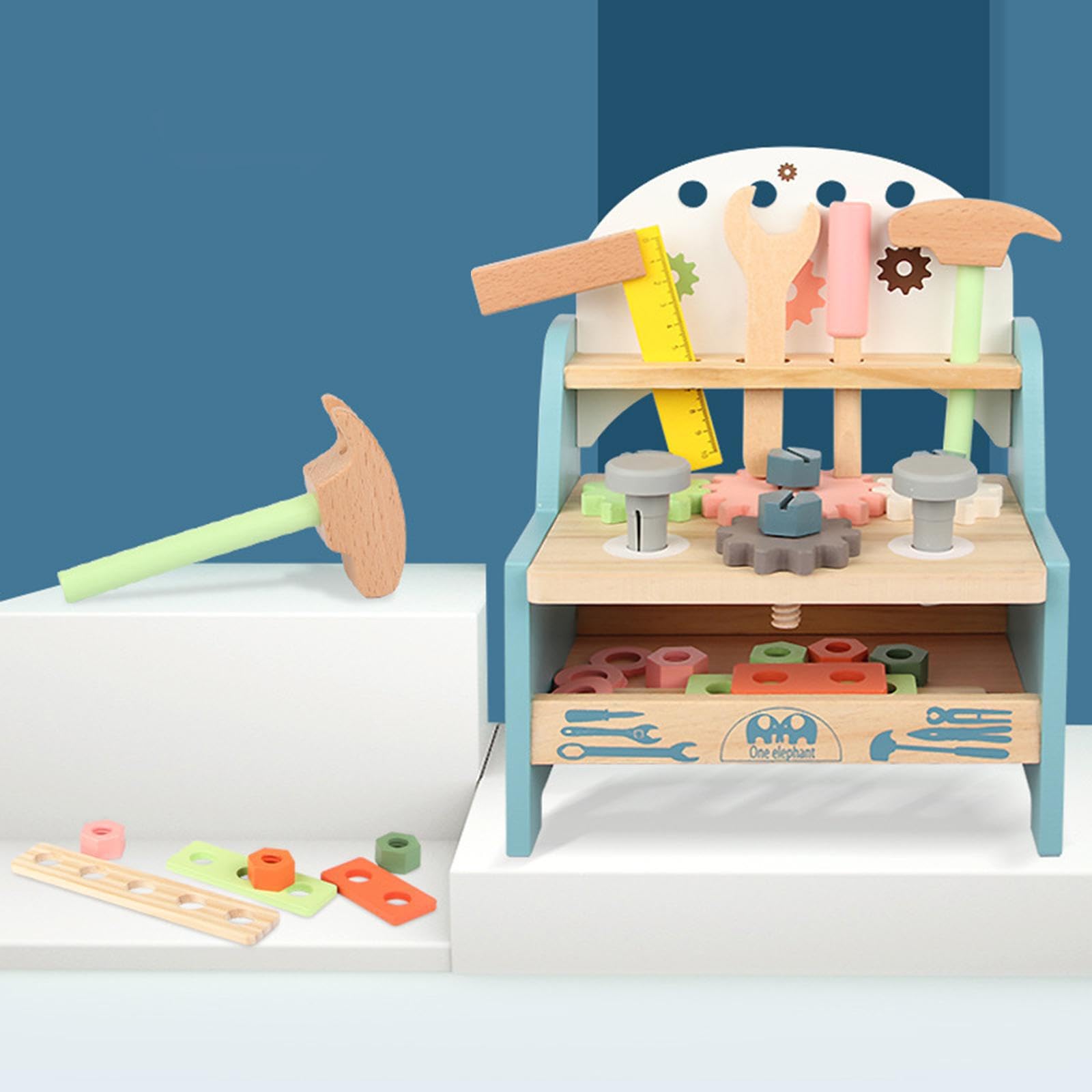 Set di strumenti per bambini, strumenti di riparazione simulati, 25 pezzi, martello, chiave inglese, giocattoli educativi per bambini dai 3 ai 5, kit di di riparazione
