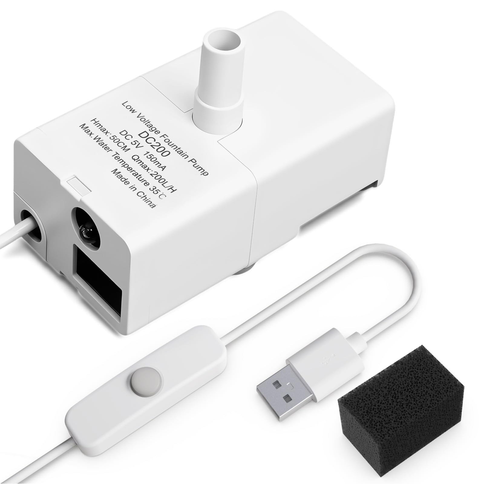 D443 Pompe de rechange pour fontaine à eau pour animaux de compagnie, compatible avec les fontaines pour chat/chien de 1,4 l et 2,7 l, ultra silencieuse, alimentée par USB, durable, facile à nettoyer