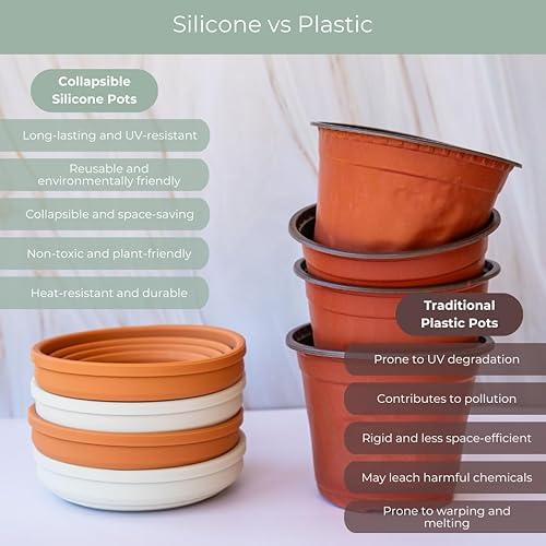 Miniatura 5 de FlexPots - Maceta plegable de silicona, contenedor de jardinería para interiores y exteriores, hierbas y flores, ecológica, ahorro de espacio,