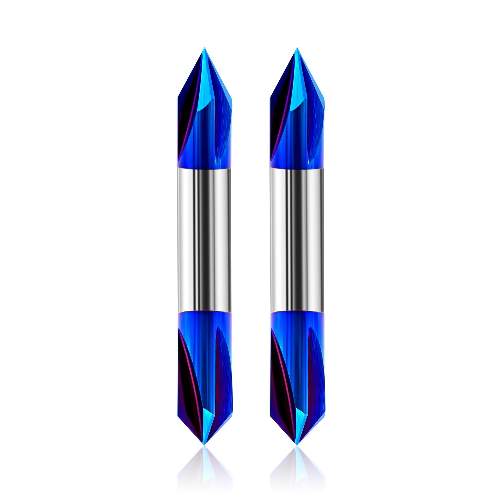BGTEC V Groove Bit 60/90 Degree Carbide Router Bit Milling Cutter for CNC Carving Slotting Cutting, 6MM Shank 4-Flute 2PCS — image 1