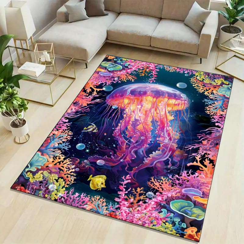Tapete decorativo rectangular océano 4x6ft lavable miniatura 3
