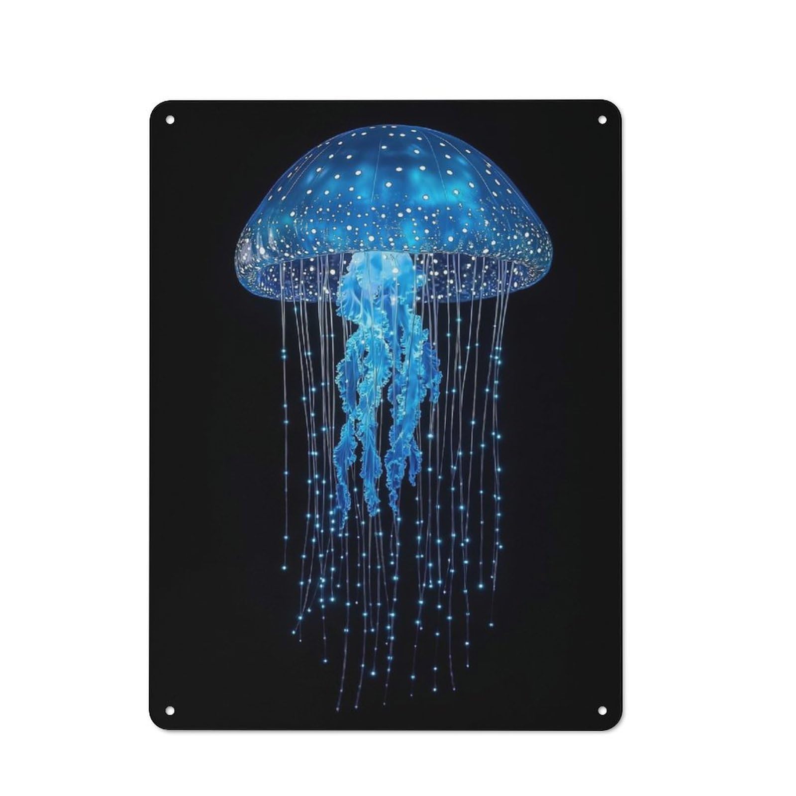 Junmoney Style-11 Country Metal Sign With Blue Jellyfish Tentacles Design 40X30cm, Barn Style Farmhouse Wall Decor For Farmhouse Kitchen, Pantry Or Dining Area